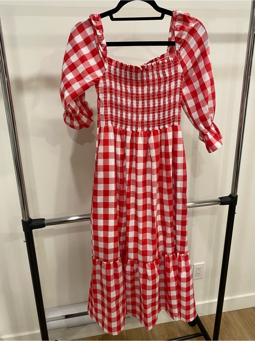 Red Gingham Smocked Dress